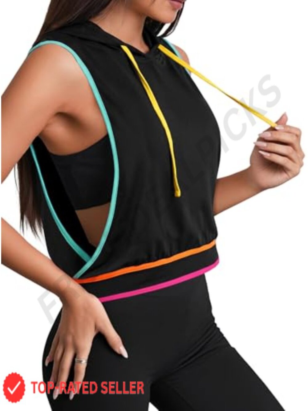 Sleeveless Hooded Crop Tank Top Relaxed Fit Gym Workout Shirt